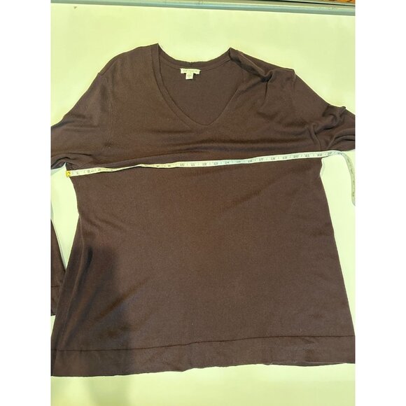 J. Jill Silk and Cotton Deep Plum V-Neck Sweater Size XL Lightweight Soft Knit - Picture 7 of 9